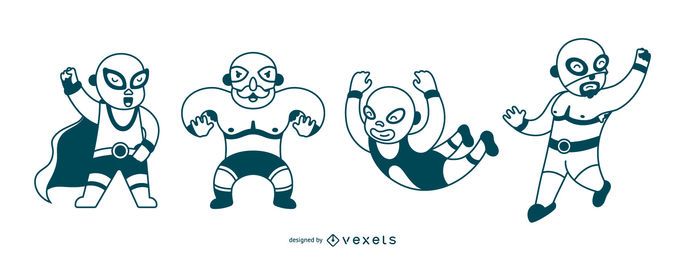 Conjunto de trazos de lucha libre mexicana Conjunto de trazos de lucha libre mexicana