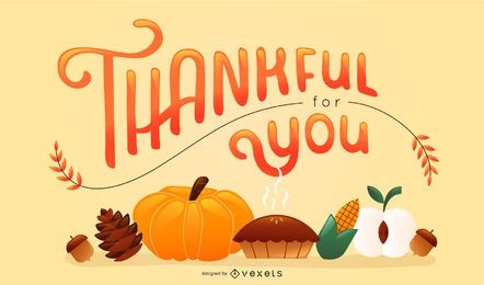 Thanksgiving elements lettering design