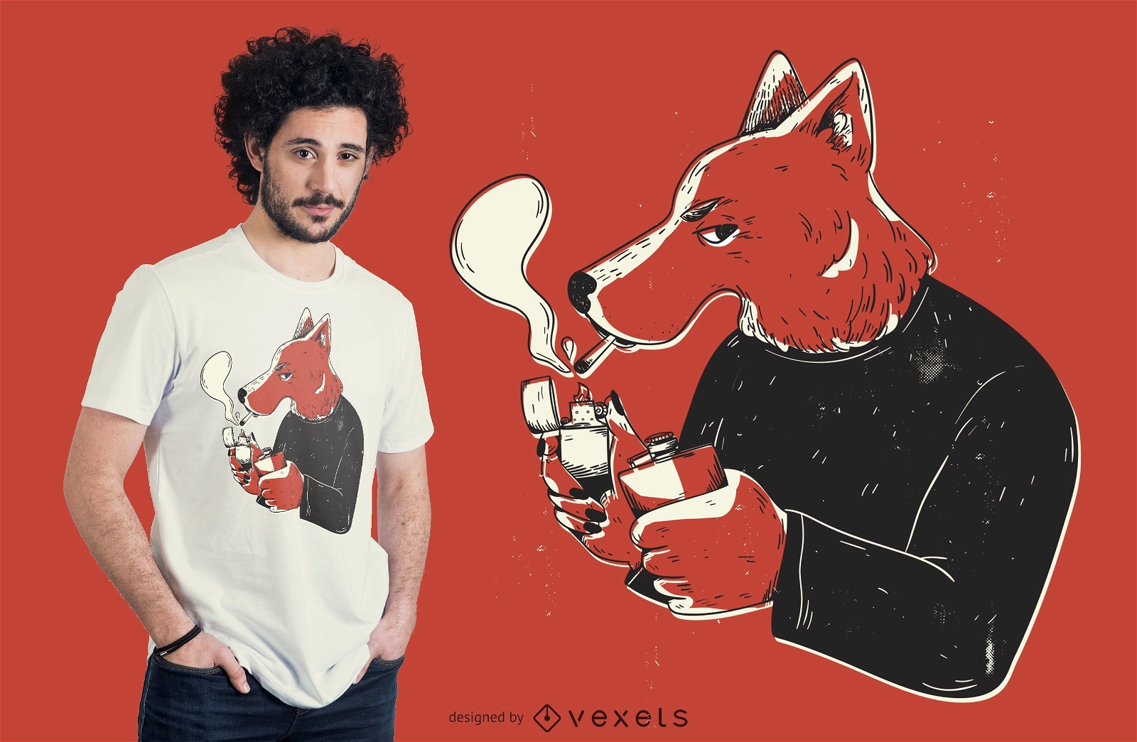 Design de camiseta Smoking Wolf