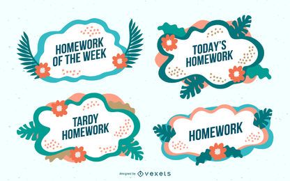 Tropical homework vector set Tropical homework vector set