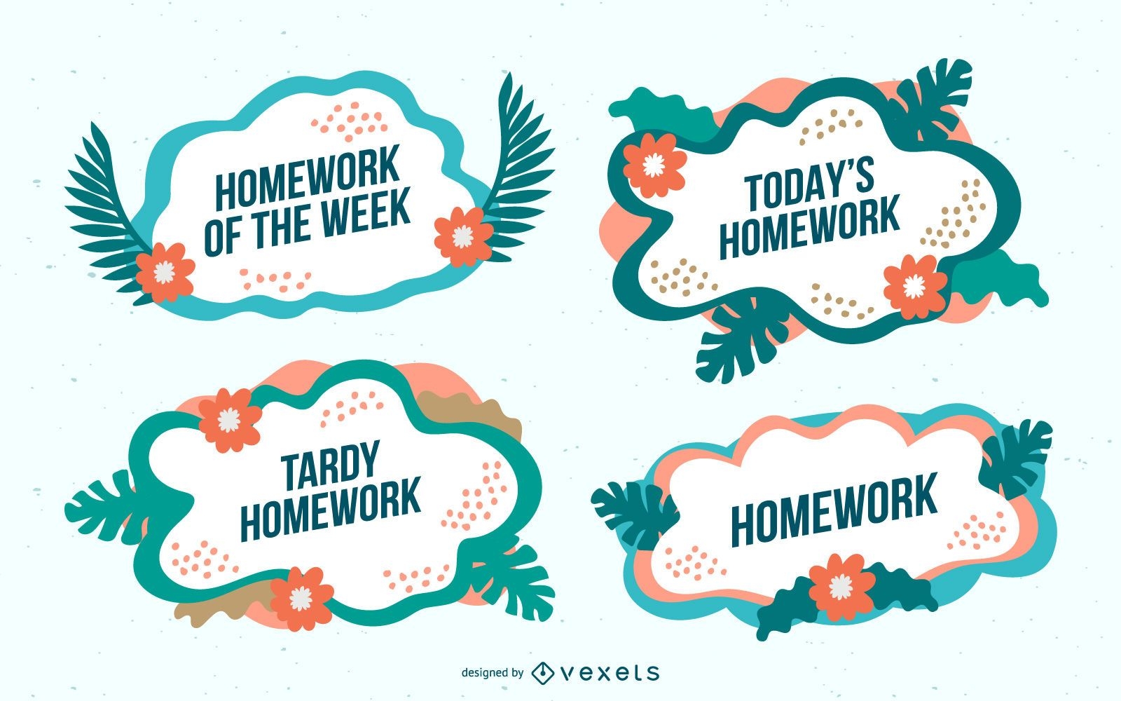 Tropical homework vector set