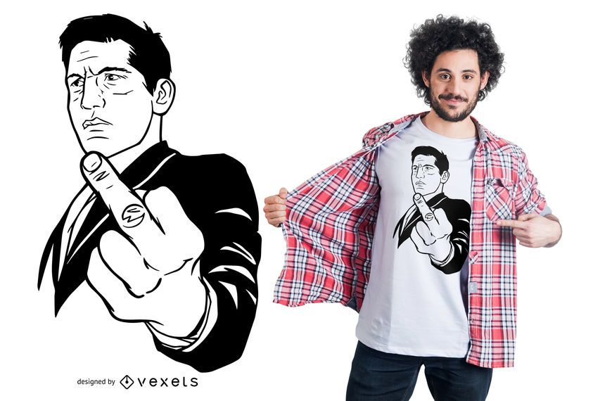 Man Flipping Off T-shirt Design Man Flipping Off T-shirt Design