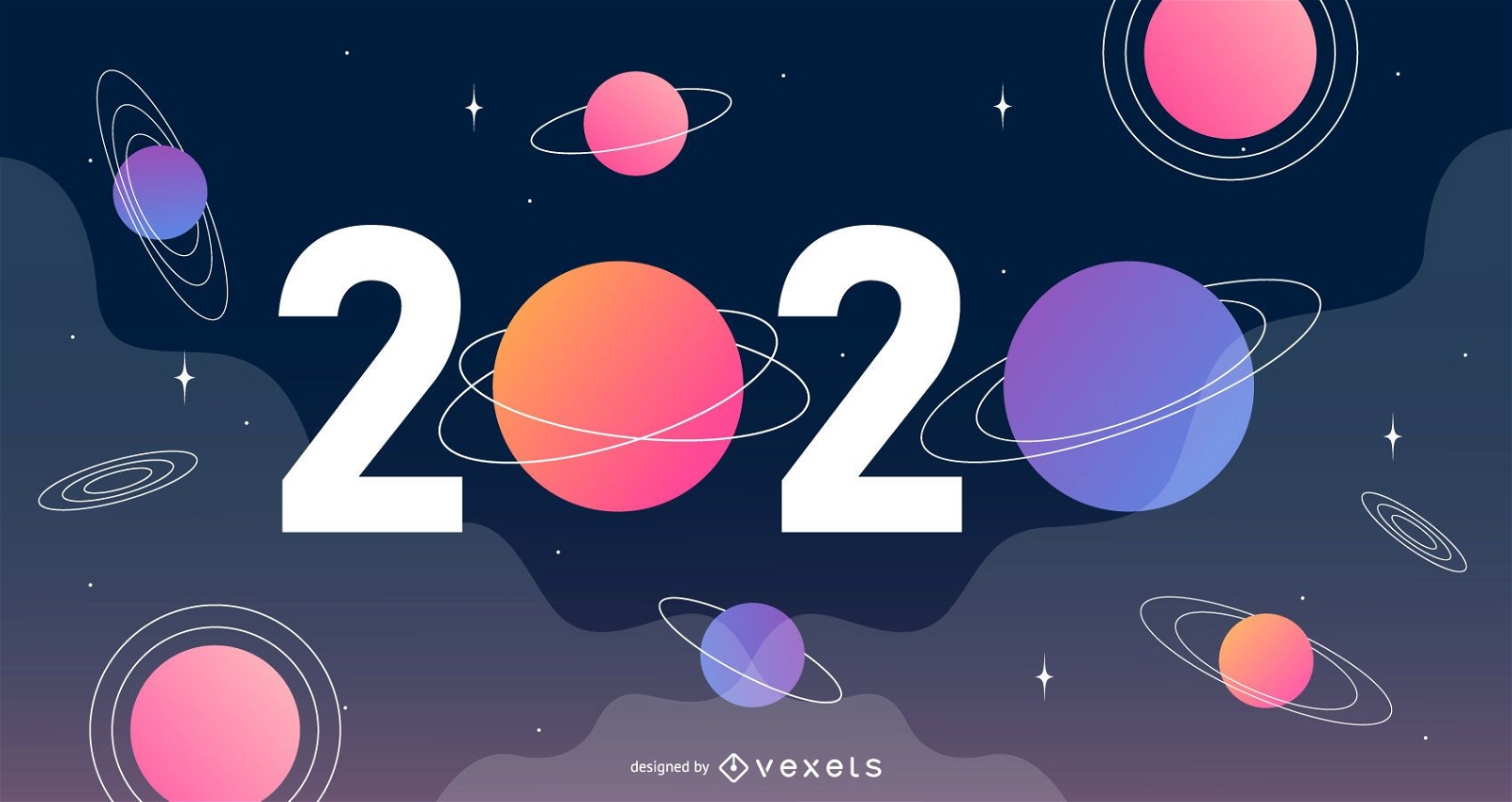 Neujahr 2020 Space Banner Vector