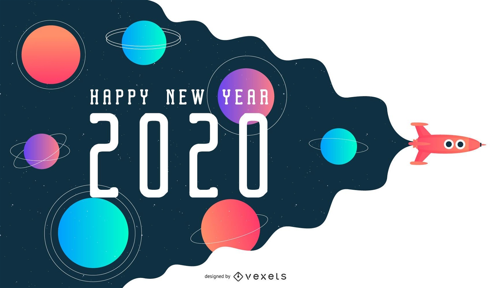 Frohes Neues Jahr 2020 Space Banner Design