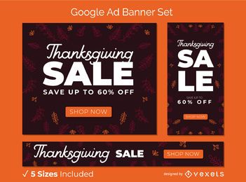 Thanksgiving-Verkauf Google Ad Banner Set Thanksgiving-Verkauf Google Ad Banner Set