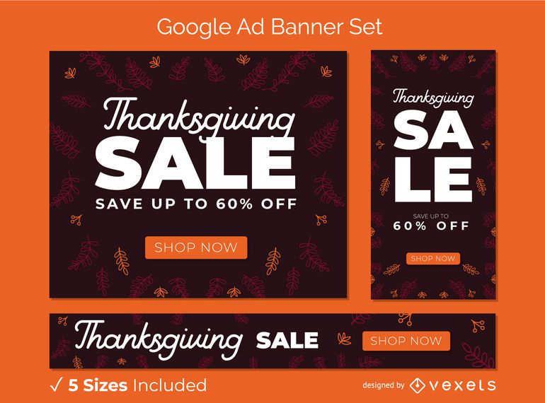 Thanksgiving Sale Google Ad Banner Set Thanksgiving Sale Google Ad Banner Set