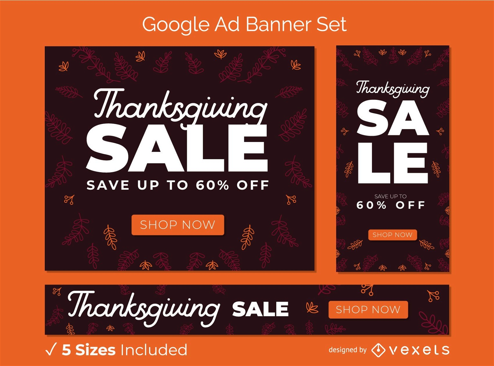 Thanksgiving-Verkauf Google Ad Banner Set