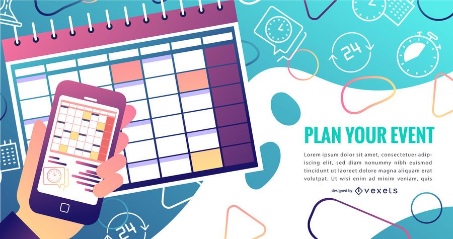 Event calendar gradient design Event calendar gradient design