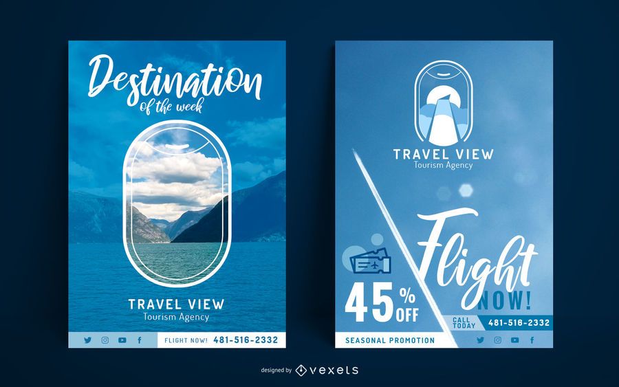 Conjunto de plantillas de póster de viaje Conjunto de plantillas de póster de viaje