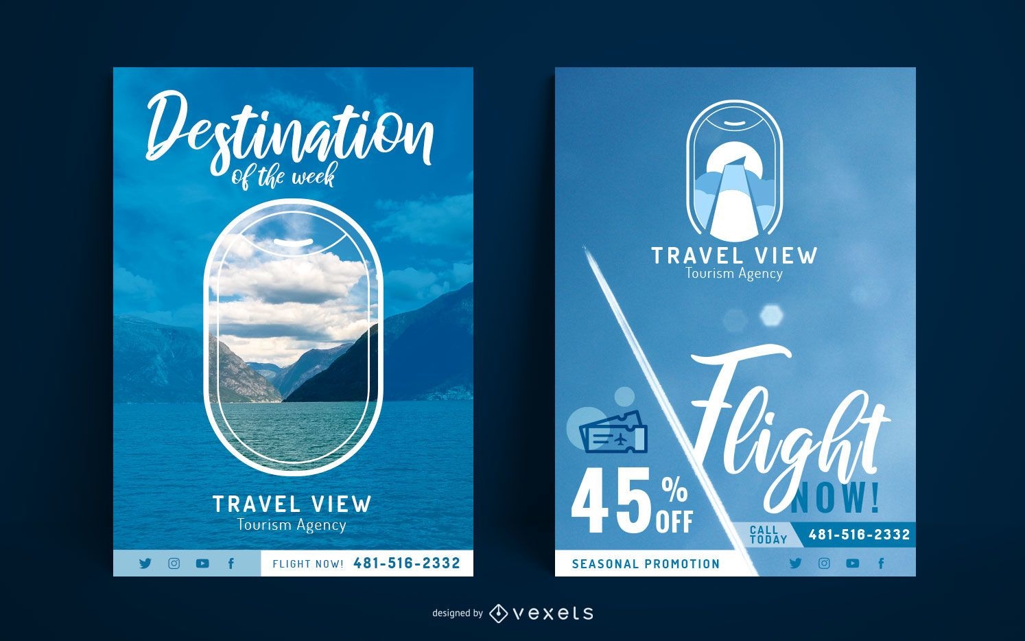 Travel poster template set