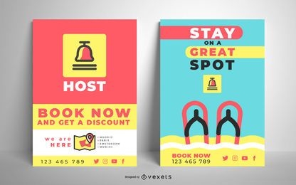 Colorful hotel poster template