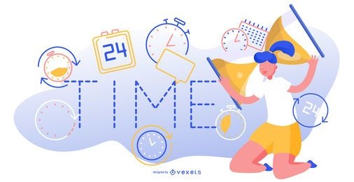 Time abstract editable illustration