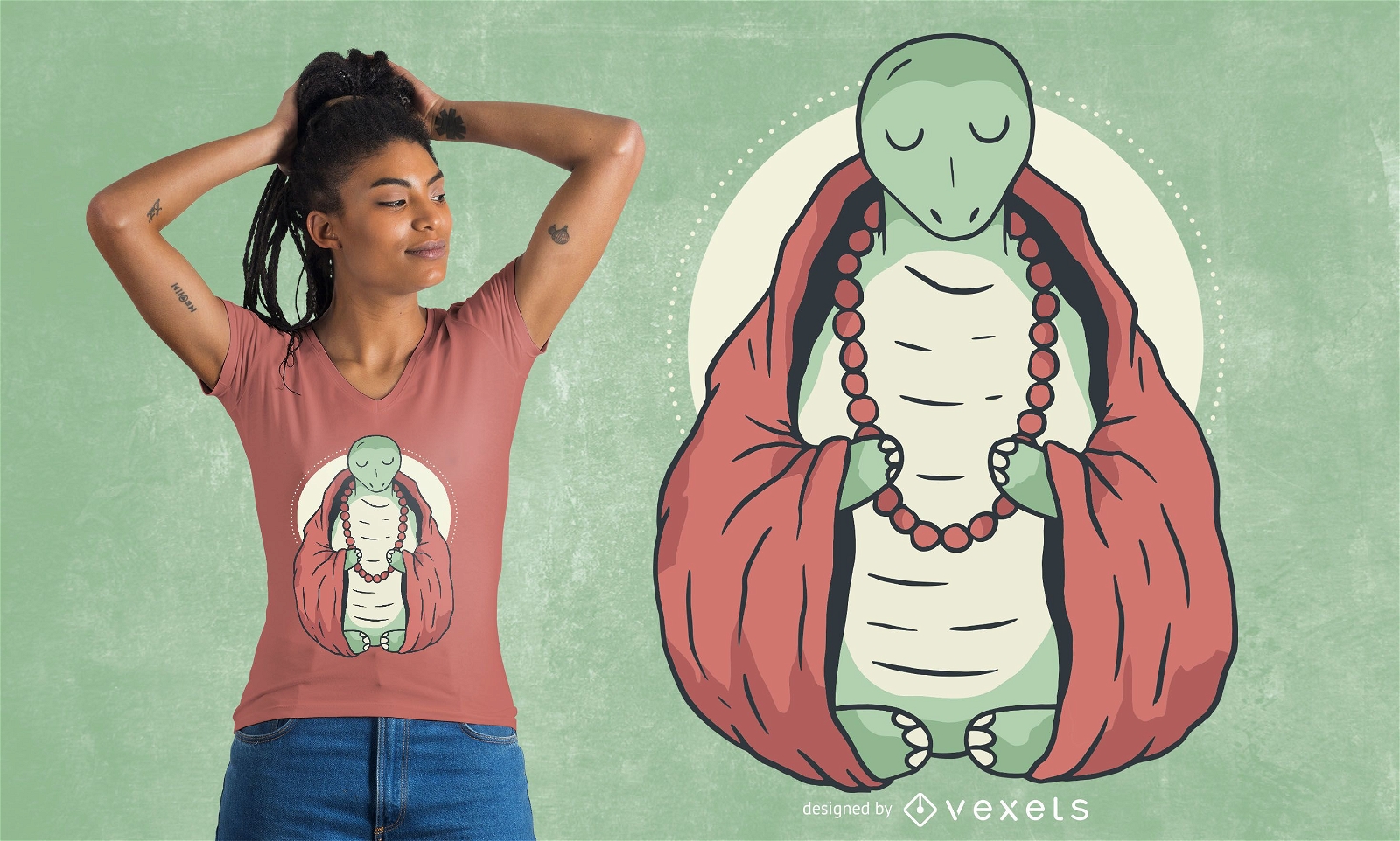Design de camiseta de tartaruga meditando