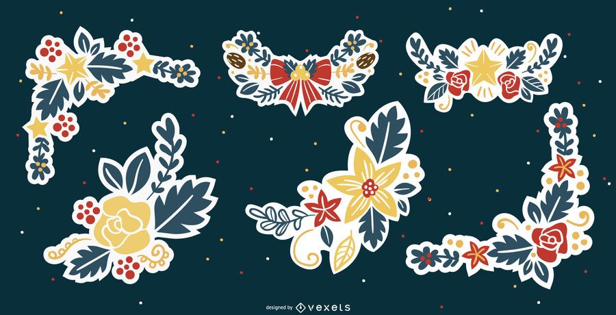 Colored Christmas Flower Ornament Collection Colored Christmas Flower Ornament Collection