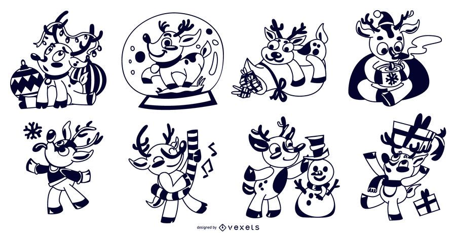 Pacote de ilustração de renas de natal Pacote de ilustração de renas de natal