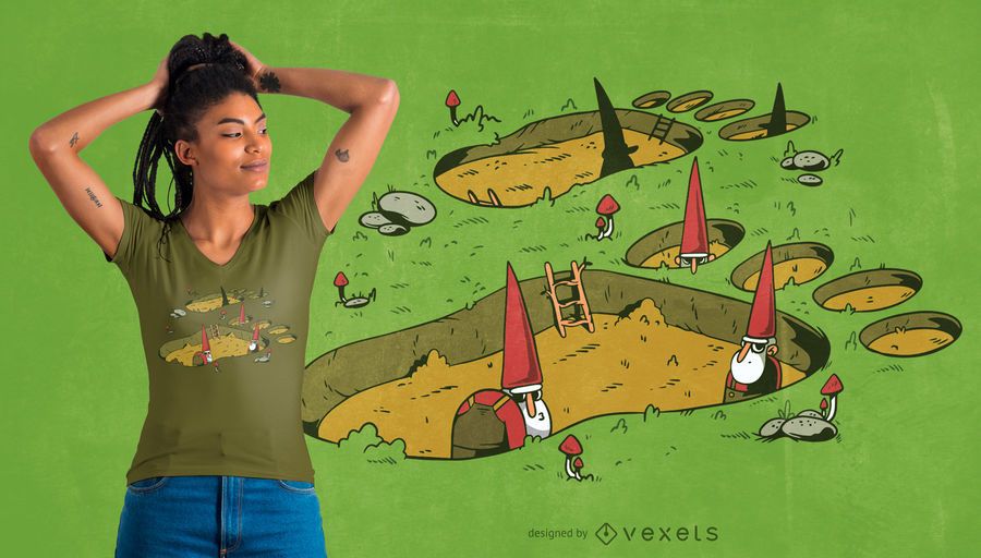 Gnome Giant Footprint T-shirt Design Gnome Giant Footprint T-shirt Design