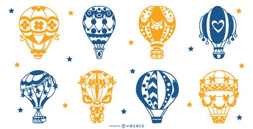 Conjunto de silueta de globos de aire Conjunto de silueta de globos de aire