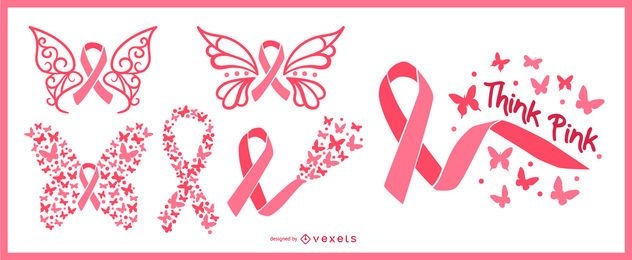 Fitas borboleta para conscientização do câncer de mama