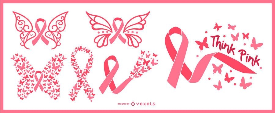 Download Breast Cancer Awareness Butterfly Ribbons - Vector Download