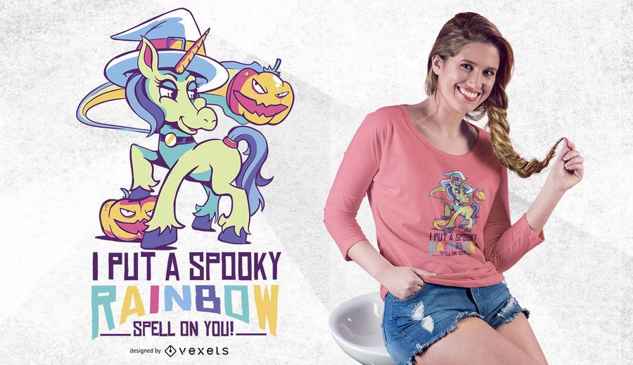 Witch Unicorn Halloween T-shirt Design Witch Unicorn Halloween T-shirt Design