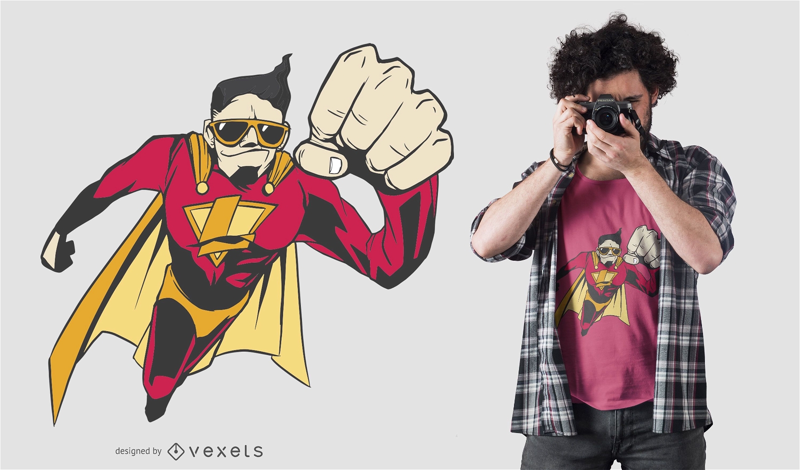 Design de camiseta para super-heróis voando
