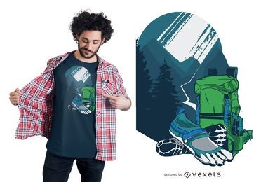 Design de camiseta com elementos de paisagem para caminhadas