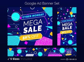 Conjunto de banners de anúncios do Google para venda na Cyber Monday