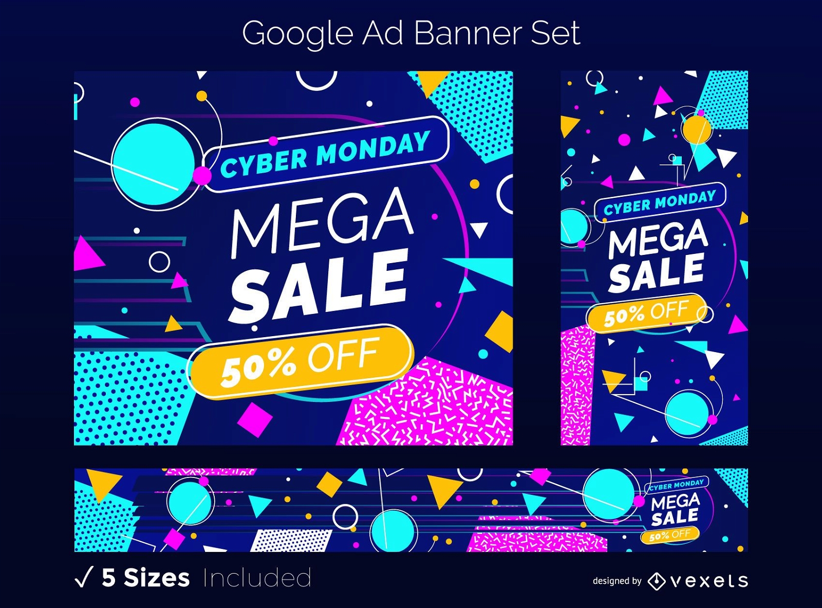 Conjunto de banners de anuncios de Google de Cyber Monday Sale
