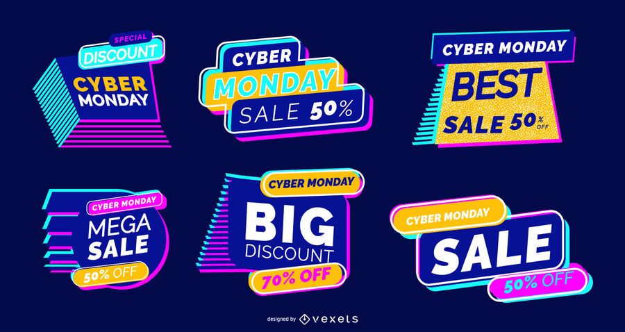 Conjunto de rótulo de Cyber segunda-feira Conjunto de rótulo de Cyber segunda-feira