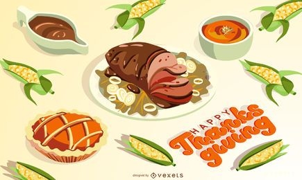 ilustração de comida de ação de graças