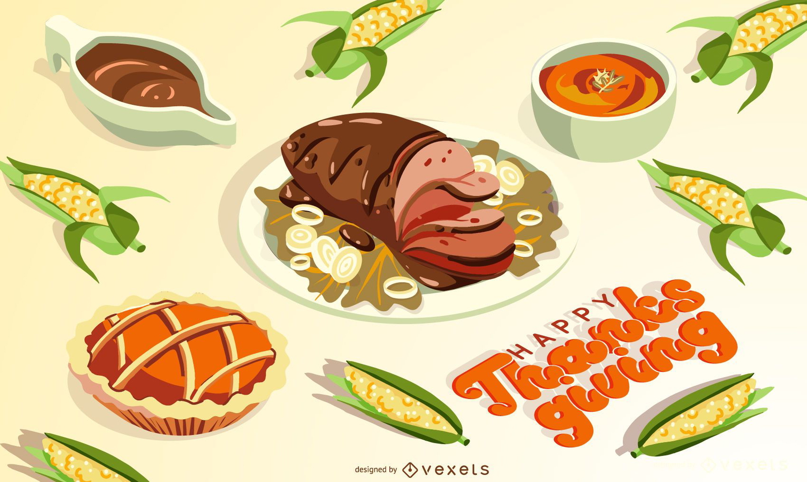 Ilustración de comida de acción de gracias