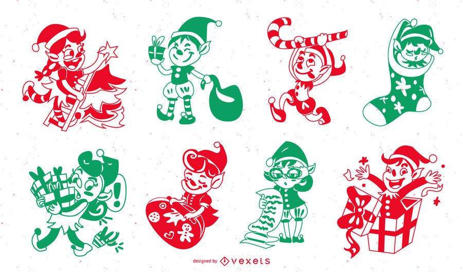 Pacote de silhueta de personagens de Natal Pacote de silhueta de personagens de Natal