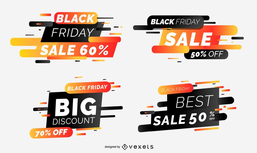 Colección de banners de venta de viernes negro Colección de banners de venta de viernes negro