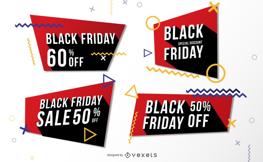 Paquete de banners de Memphis de venta de viernes negro Paquete de banners de Memphis de venta de viernes negro