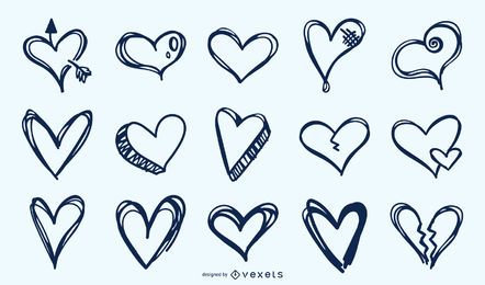 Hand drawn hearts collection Hand drawn hearts collection
