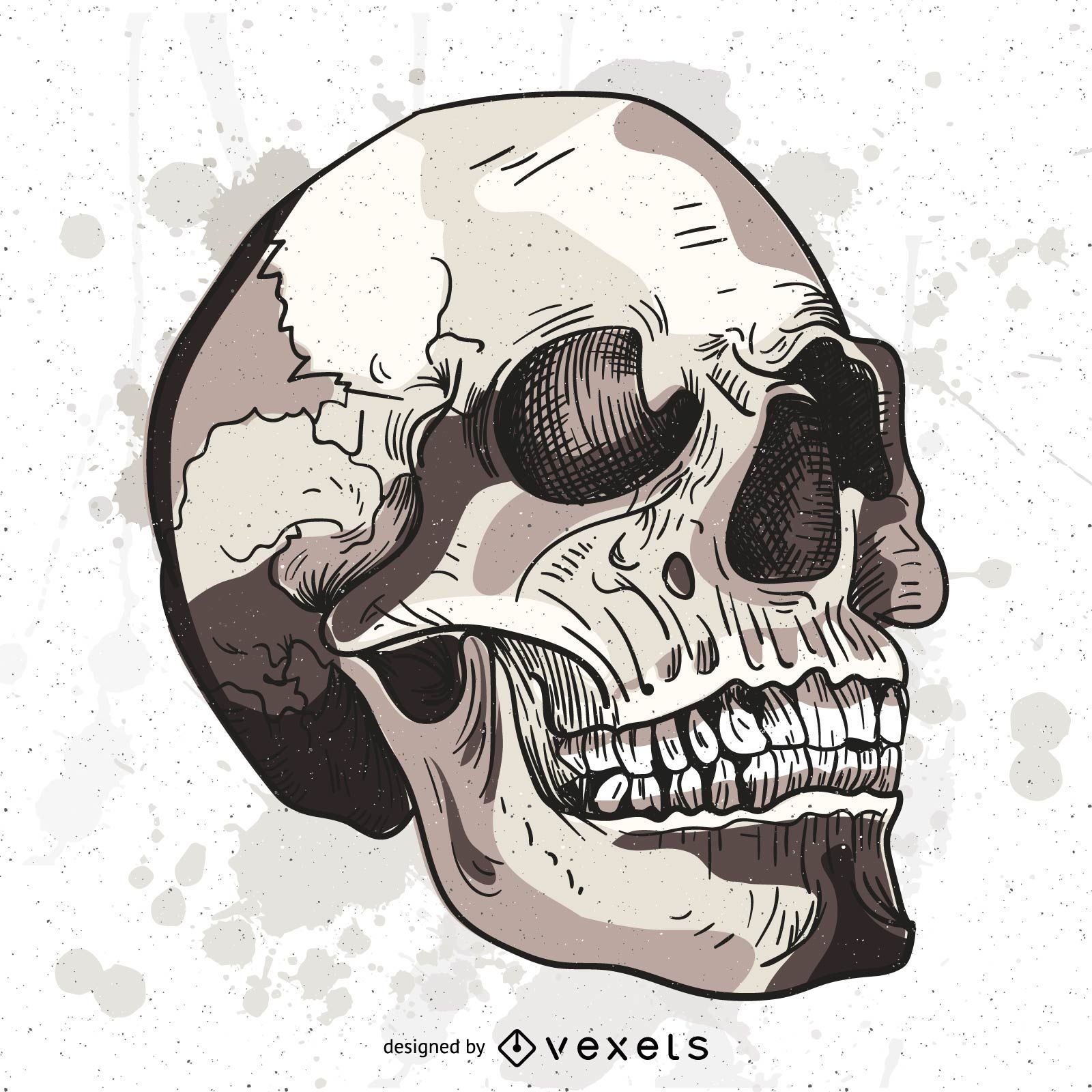 Grunge skull illustration