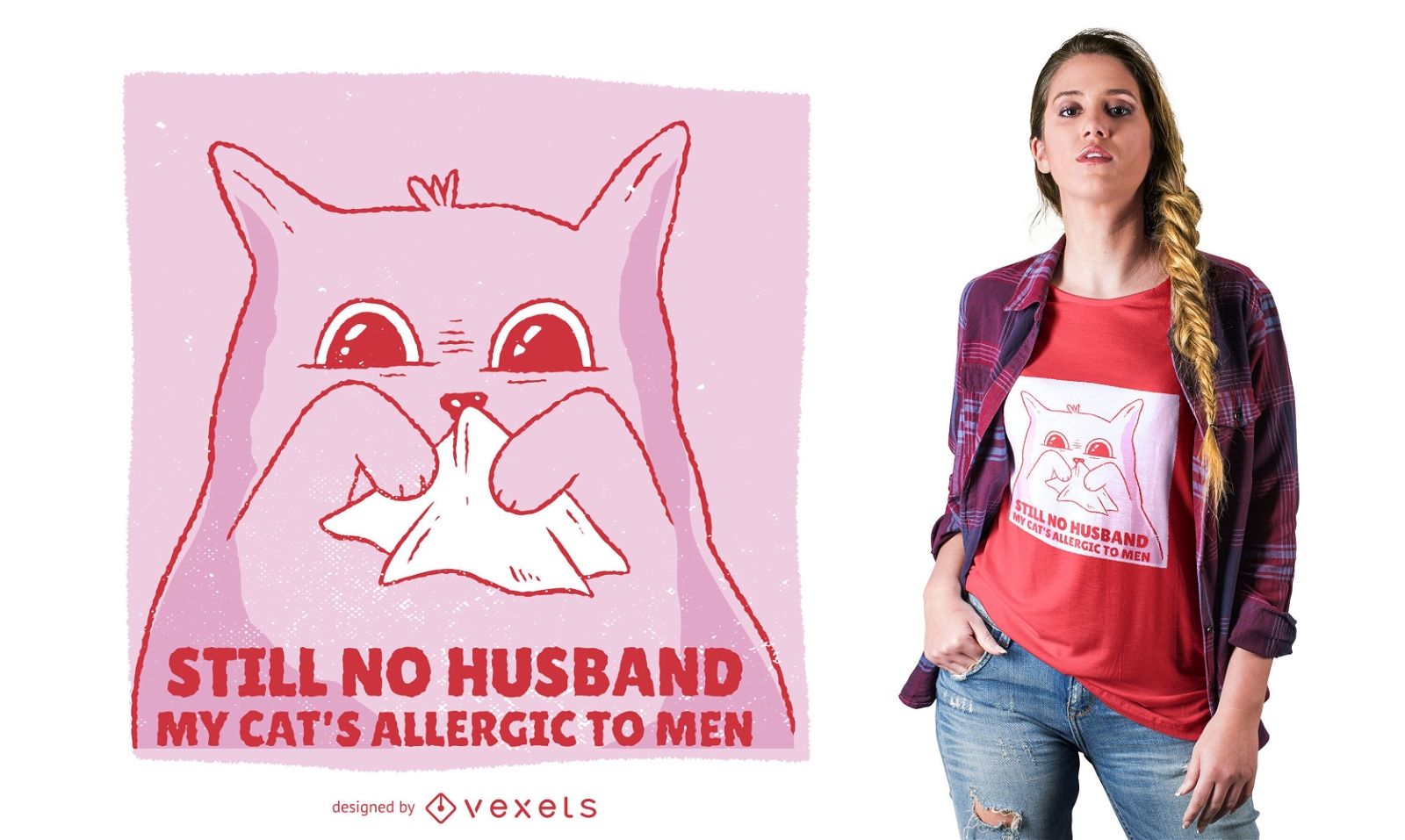 Allergic Cat Funny T-shirt Design