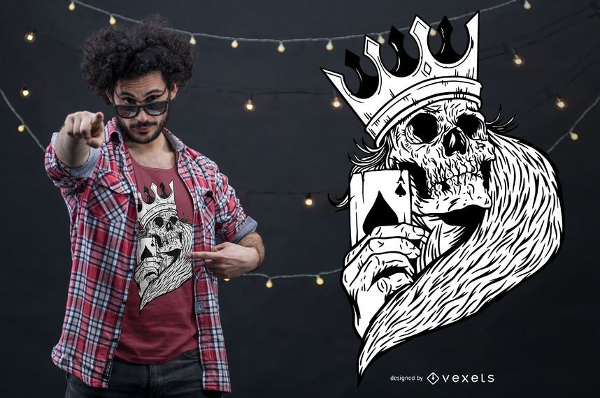 Diseño de camiseta de Skeleton King Poker Diseño de camiseta de Skeleton King Poker