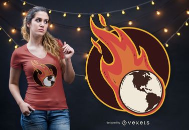 Projeto do t-shirt da terra do aquecimento global Projeto do t-shirt da terra do aquecimento global