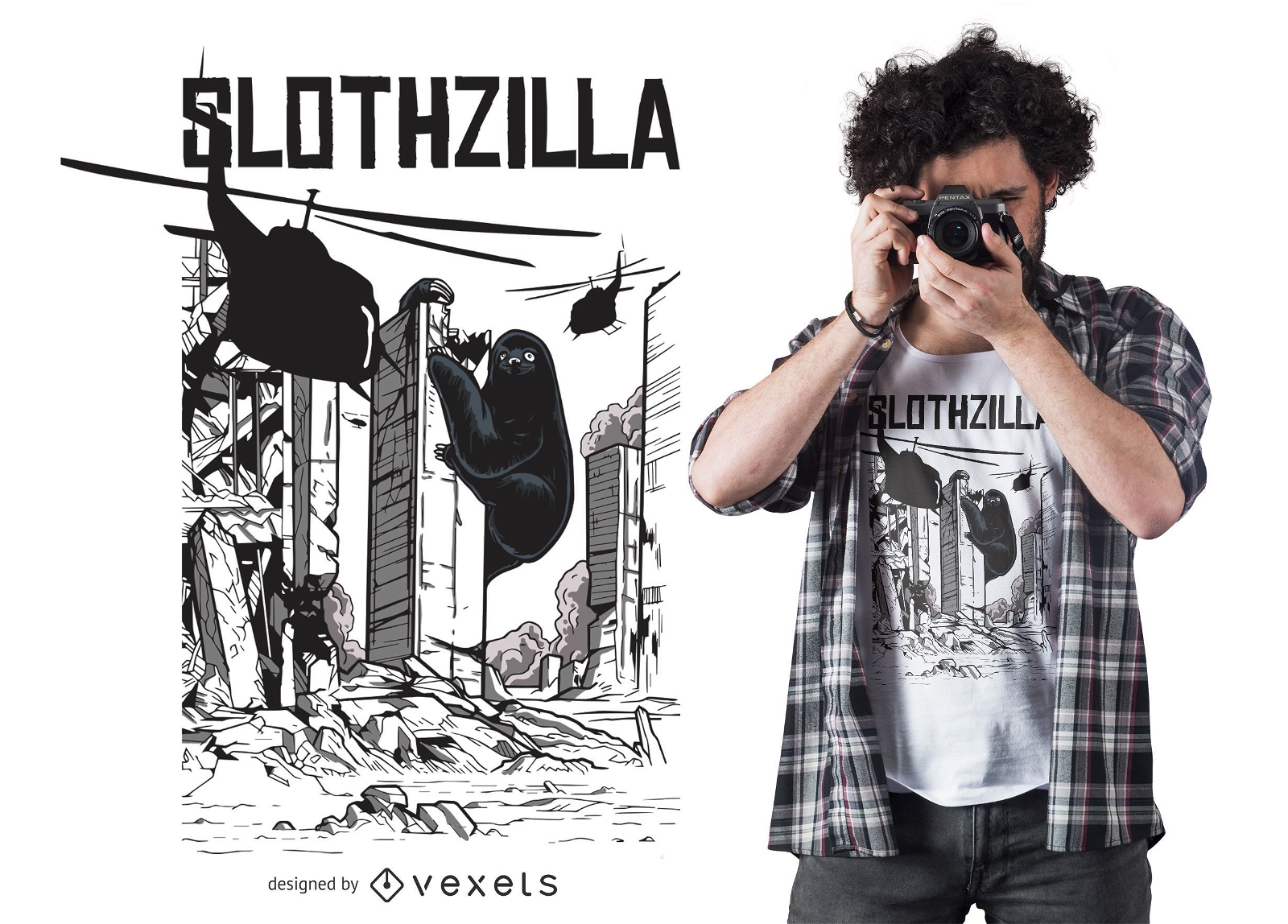 Slothzilla Funny T-shirt Design