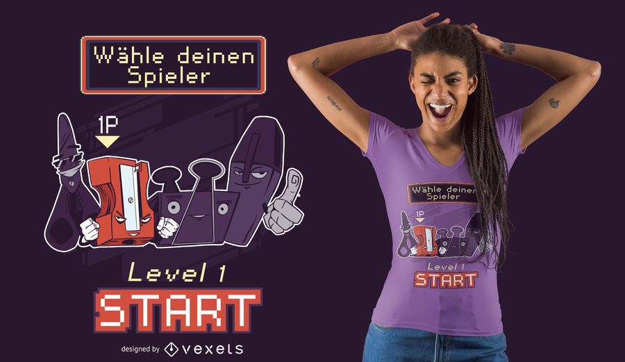 School Supply Characters German T-shirt Design School Supply Characters German T-shirt Design