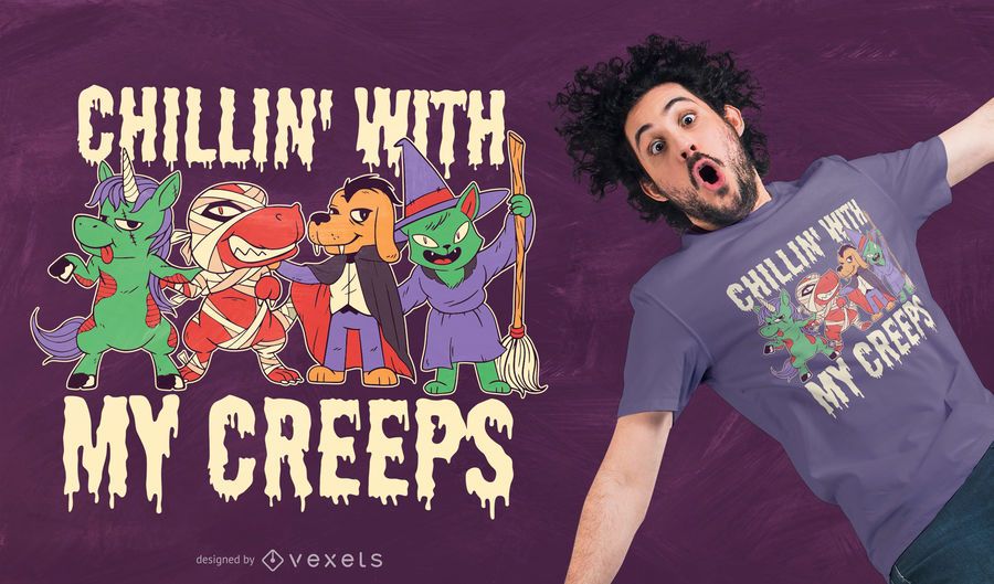 Diseño de camiseta de animales de Halloween Diseño de camiseta de animales de Halloween