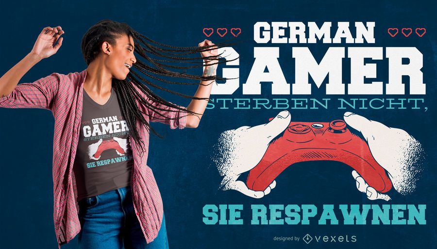 German Gamer Quote T-shirt Design German Gamer Quote T-shirt Design
