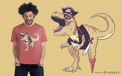 Diseño de camiseta de dinosaurio pirata