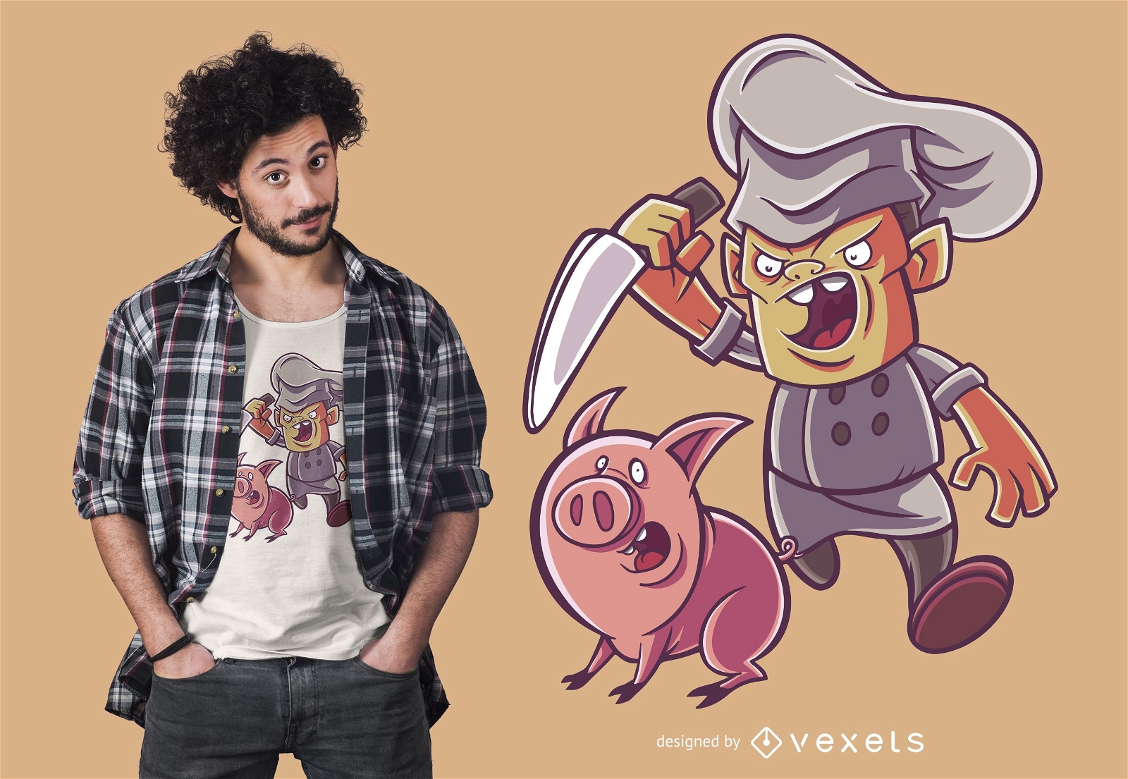 Funny Piggy Butcher Chef T-shirt Design