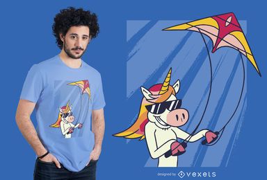 Design de camiseta Unicorn Flying Kite