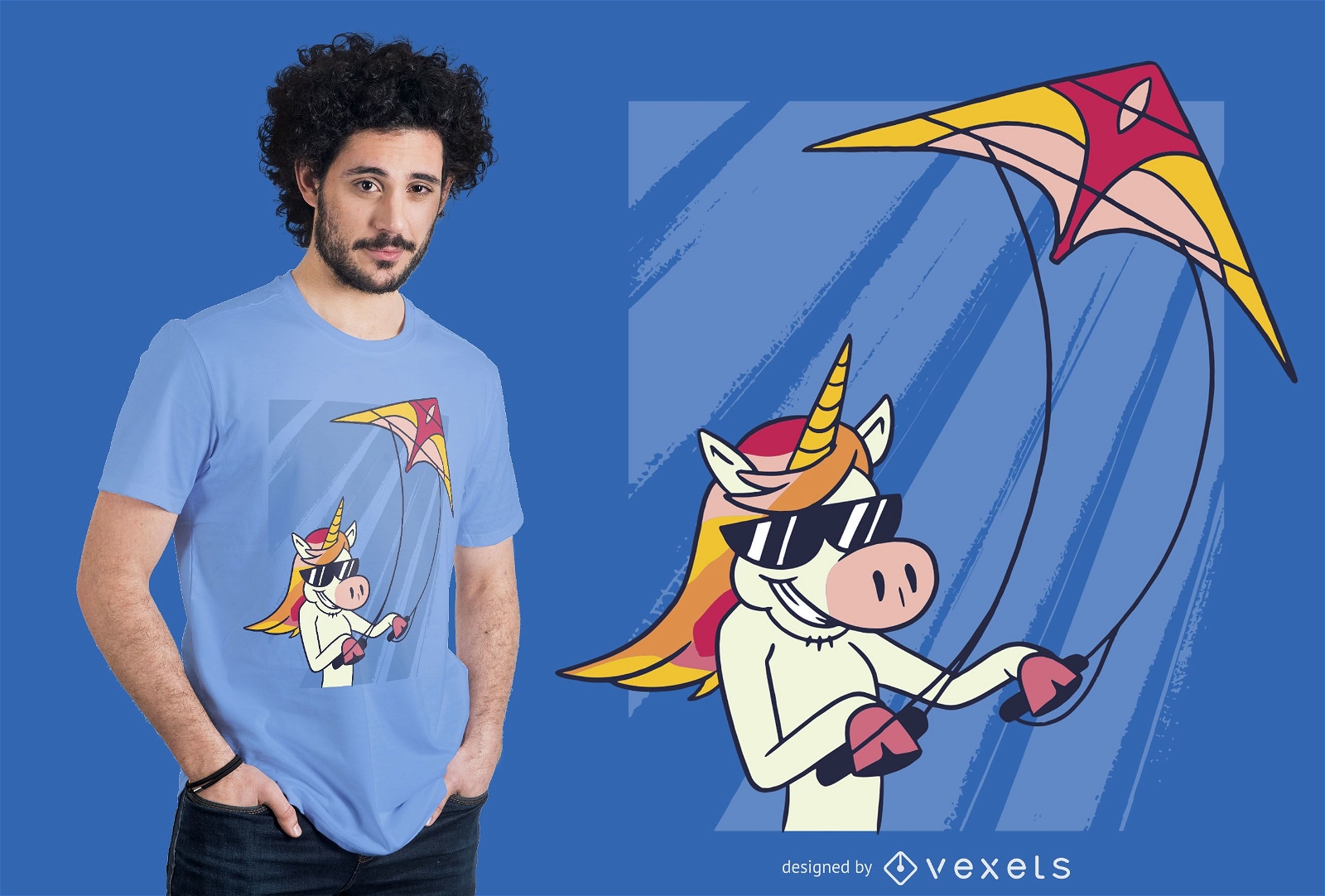 Design de camiseta Unicorn Flying Kite