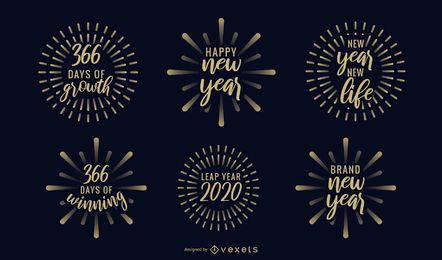 Conjunto de insignias de fuegos artificiales de año nuevo Conjunto de insignias de fuegos artificiales de año nuevo