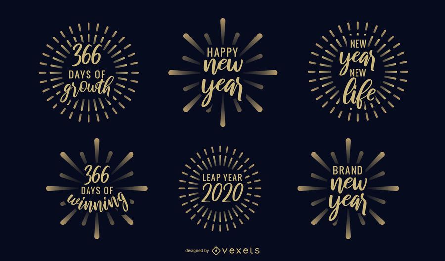 New year firework badges set New year firework badges set