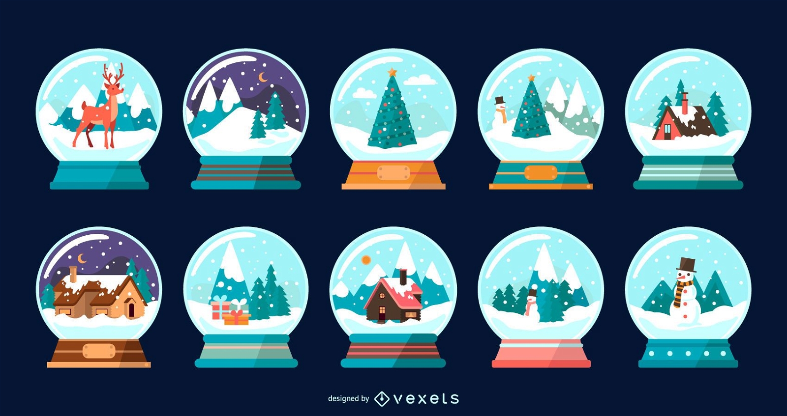 Snowglobes flat vector collection
